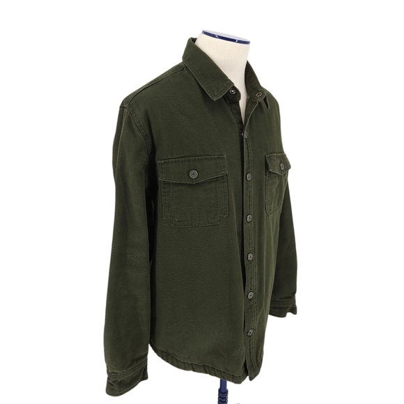 Duluth Trading Fire Hose Jacket Green Long Sleeve Snap Button Lined Barn Coat XL - Picture 2 of 9
